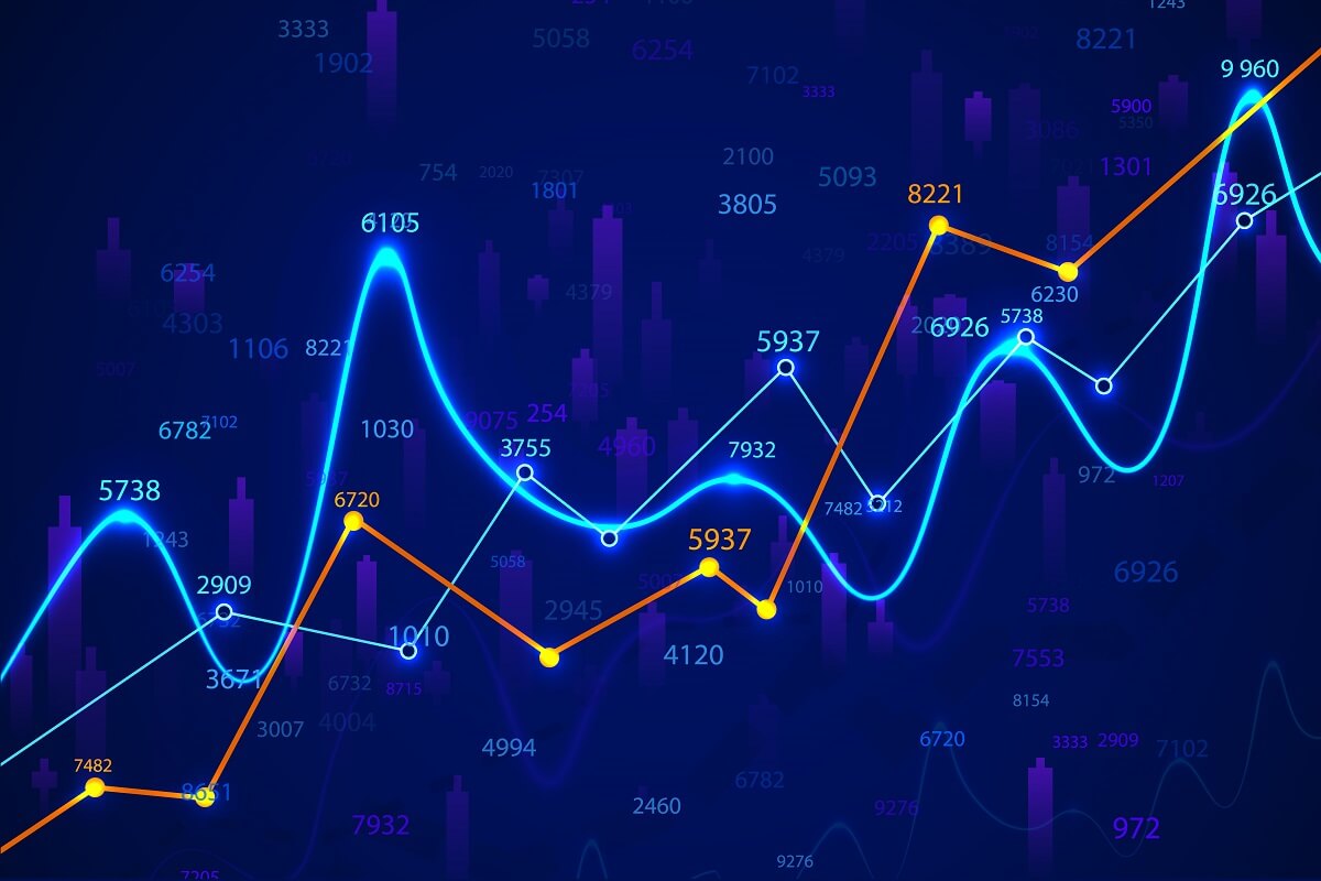 Trading w. Business graph diagram abstract. Forex illustration abstract.